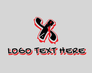 Shot - Splatter Graffiti Letter X logo design