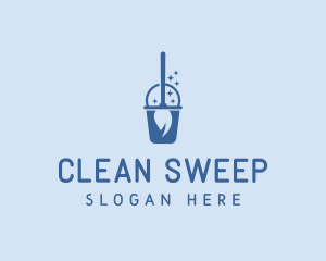 Mop Bucket Cleaning Wash logo design