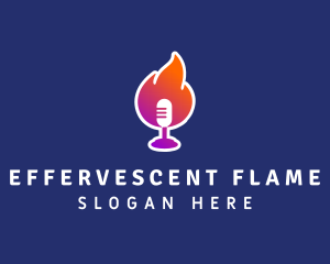 Podcast Flaming Mic logo design