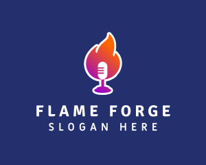 Podcast Flaming Mic logo design