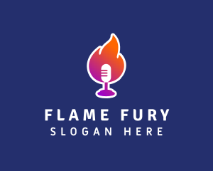 Podcast Flaming Mic logo design