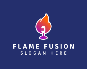 Podcast Flaming Mic logo design