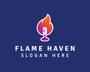 Podcast Flaming Mic logo design