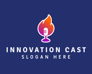 Podcast Flaming Mic logo design