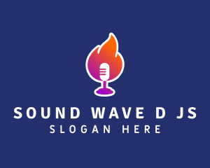 Podcast Flaming Mic logo design