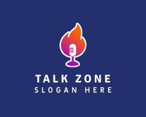 Podcast Flaming Mic logo design