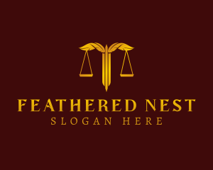 Feather Justice Scale logo design