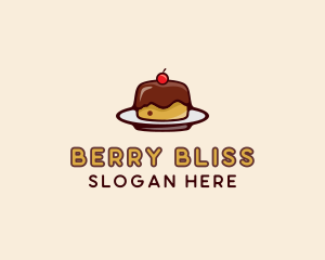 Cherry Pudding Dessert Cake  logo design