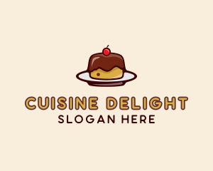 Cherry Pudding Dessert Cake  logo design