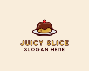 Cherry Pudding Dessert Cake  logo design