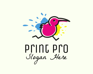 Multicolor Running Bird logo design