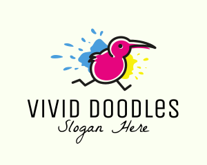 Multicolor Running Bird logo design