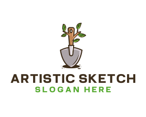 Organic Shovel Plant logo design