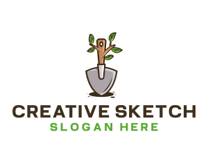 Organic Shovel Plant logo design