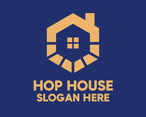 Orange Hexagon House  logo design