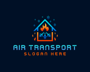 Heating Cooling Home Temperature logo design