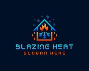 Heating Cooling Home Temperature logo design