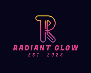 Gradient Neon Business Letter R logo design