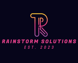 Gradient Neon Business Letter R logo design