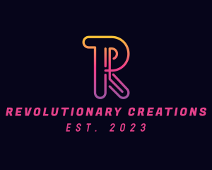 Gradient Neon Business Letter R logo design