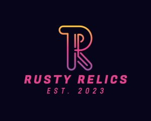 Gradient Neon Business Letter R logo design