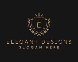 Crown Wreath Shield logo design