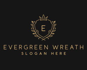 Crown Wreath Shield logo design