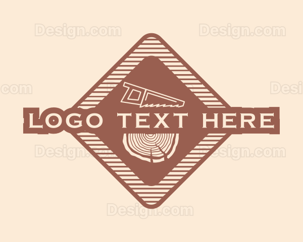 Retro Wood Log Saw Logo