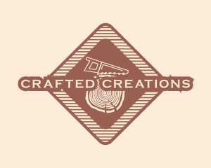 Retro Wood Log Saw logo design