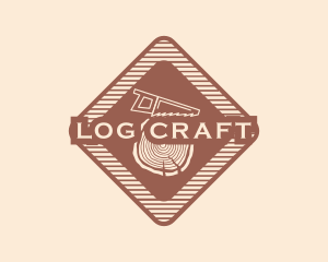 Retro Wood Log Saw logo design