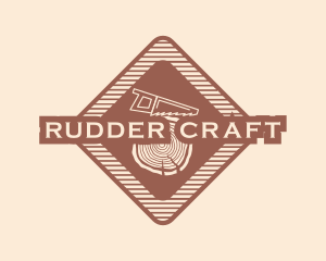 Retro Wood Log Saw logo design