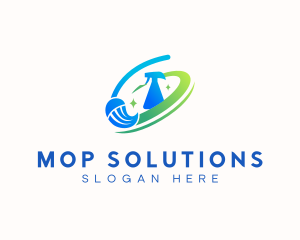 Mop Swoosh Sprayer Housekeeping logo design