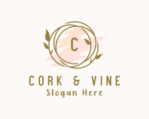 Natural Vine Watercolor Wreath logo design