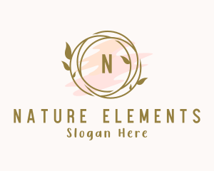 Natural Vine Watercolor Wreath logo design