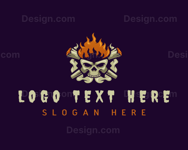 Cigarette Smoking Skull Logo