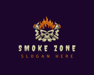 Cigarette Smoking Skull logo design