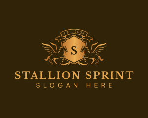 Crest Pegasus Stallion logo design