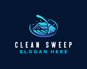 Broom Janitorial Cleaning logo design