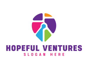 Multicolor Location Pin Icon logo