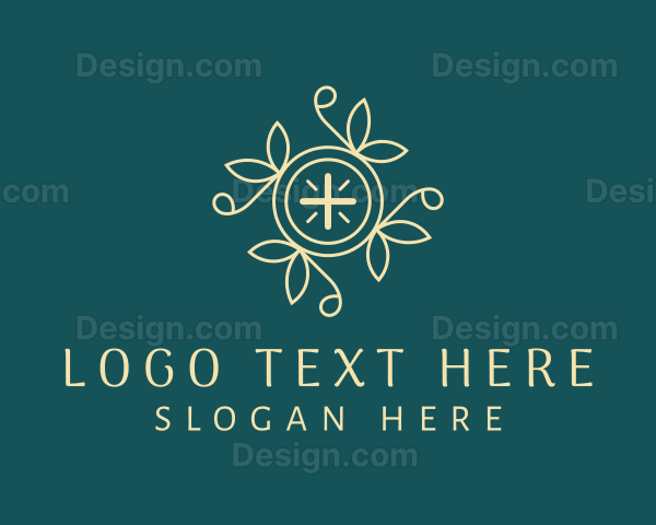 Floral Cross Religion Logo