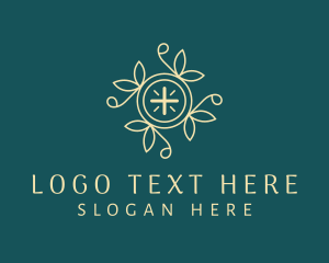 Floral Cross Religion logo