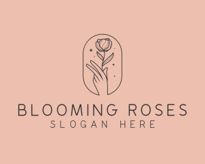 Hand Rosebud Florist logo design