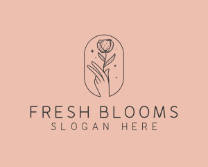 Hand Rosebud Florist logo design