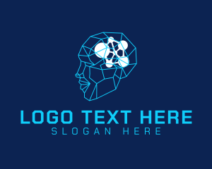 Blue Geometric Smart Head  Logo