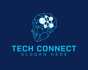 Blue Geometric Smart Head  Logo