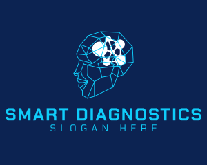 Blue Geometric Smart Head  logo design