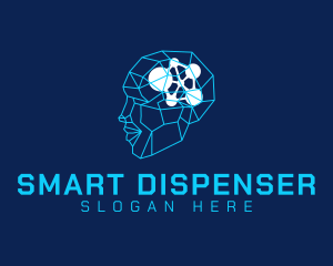 Blue Geometric Smart Head  logo design