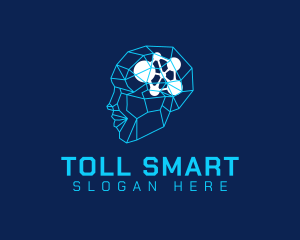 Blue Geometric Smart Head  logo design