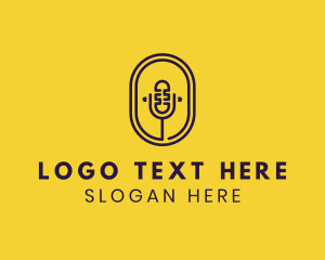 Oval Podcast Microphone logo design