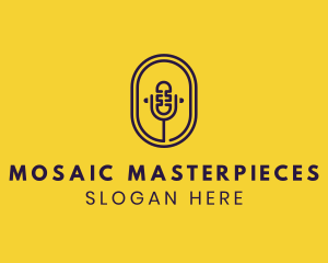 Oval Podcast Microphone logo design